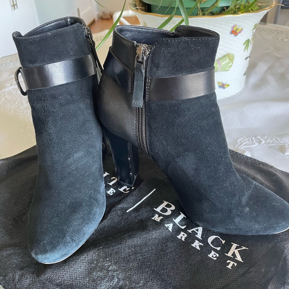 Black suede booties